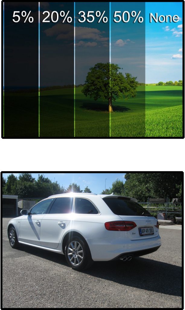 Solfilm til bil også kaldet tonede ruder,  solfilm til bilruder, bilrude toning eller tonede bilruder | Få et tilbud hos Skilte Design Randers